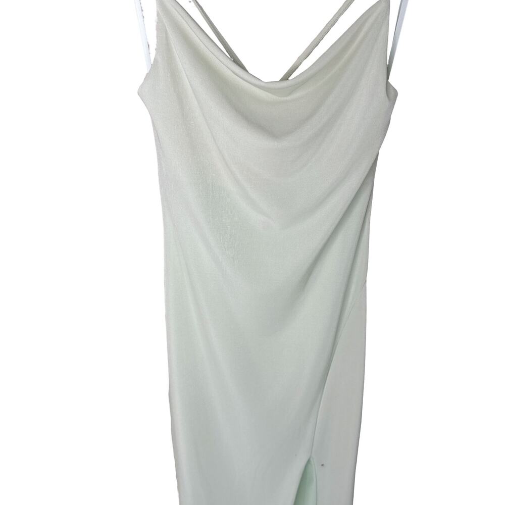 21Saints Mint Green Cowl Neck Midi Cocktail Dress